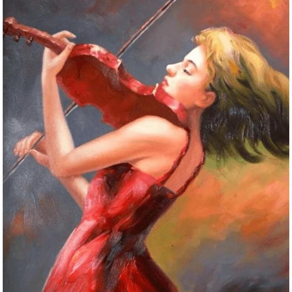 Girl playing violin - DIY Diamond Painting