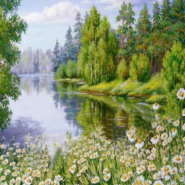 Flowery Lake - DIY Diamond Painting