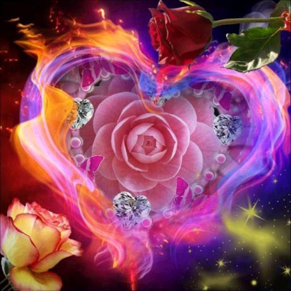 Flowers with a Heart - DIY Diamond Painting