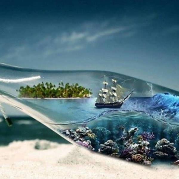 Sea and Sailboat in a Bottle - DIY Diamond  Painting