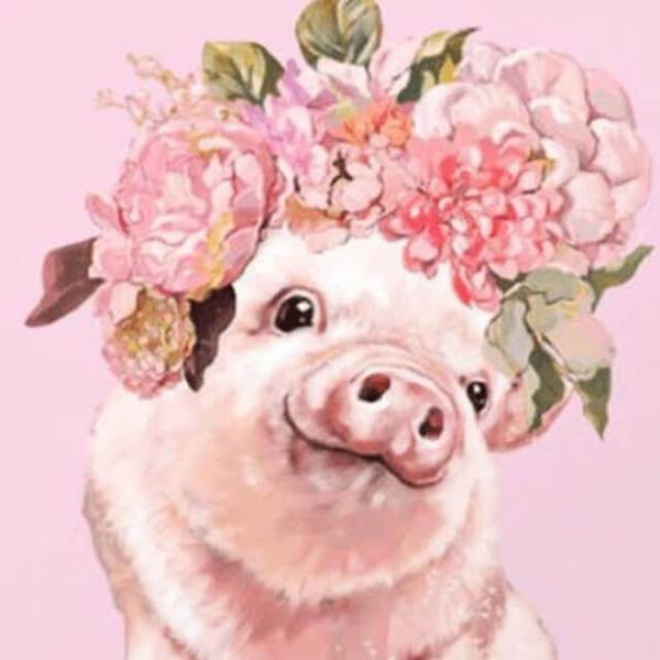 Pig with a Flower Crown - DIY Diamond Painting