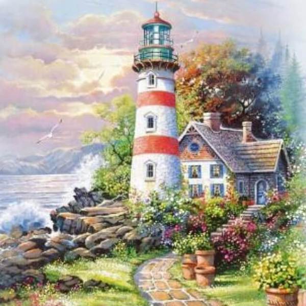 Red Stripe Lighthouse - DIY Diamond Painting