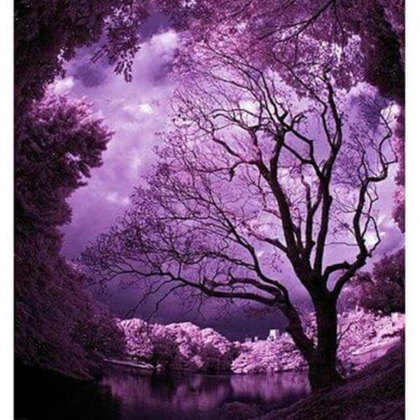 Purple Lake Scenery - DIY Diamond Painting