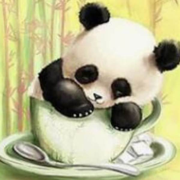 Baby Panda in a Cup - DIY Diamond Painting