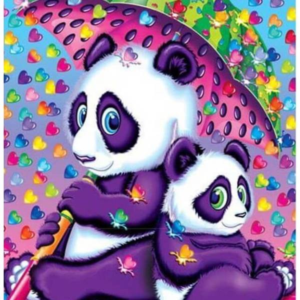 Panda with raining hearts - DIY Diamond Painting