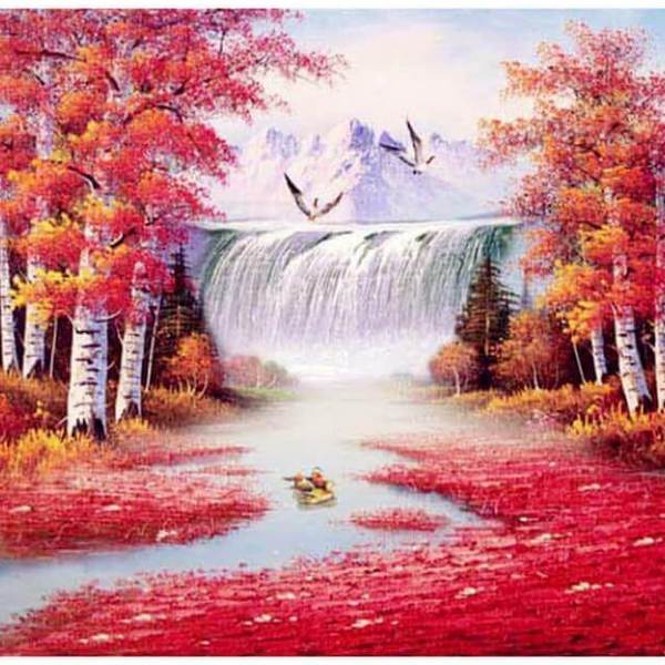 Waterfalls in red woods - DIY Diamond Painting