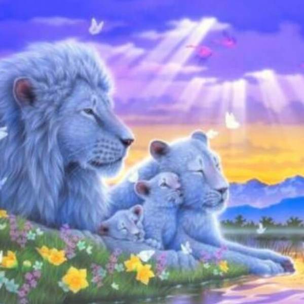 White Lion Family - DIY Diamond Painting