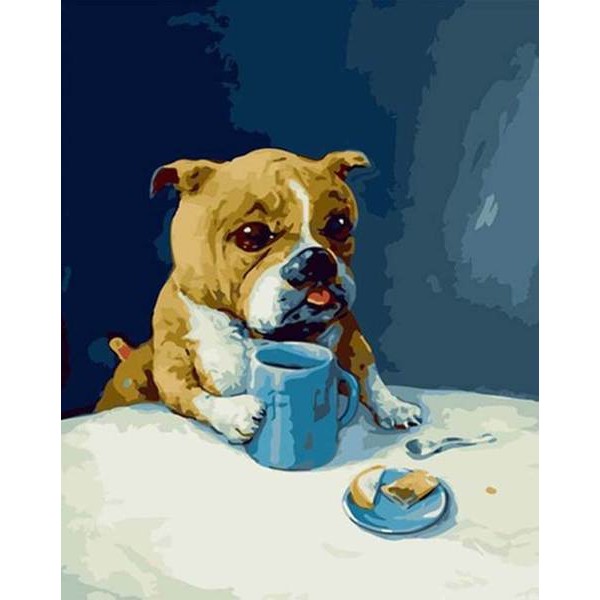 Puppy Eating - DIY Painting By Numbers