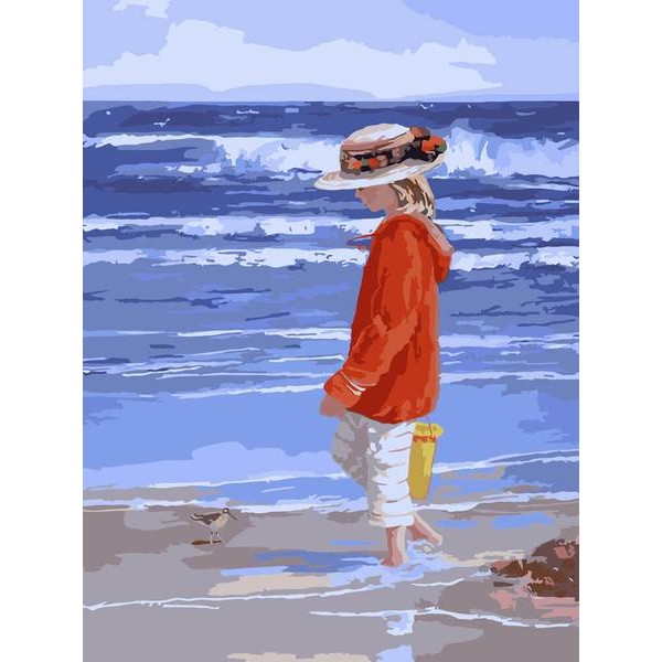 Girl in the Sand - DIY Painting By Numbers