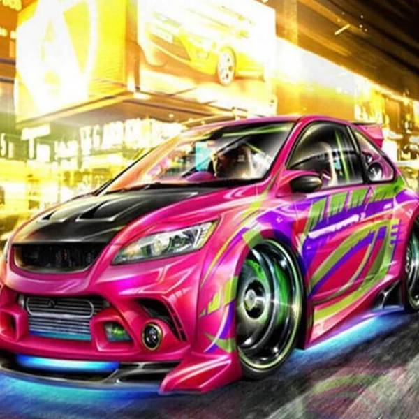 Racing Car in Pink - DIY Diamond Painting
