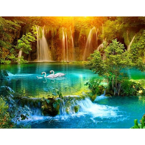 Swan Lake Paradise - DIY Diamond Painting