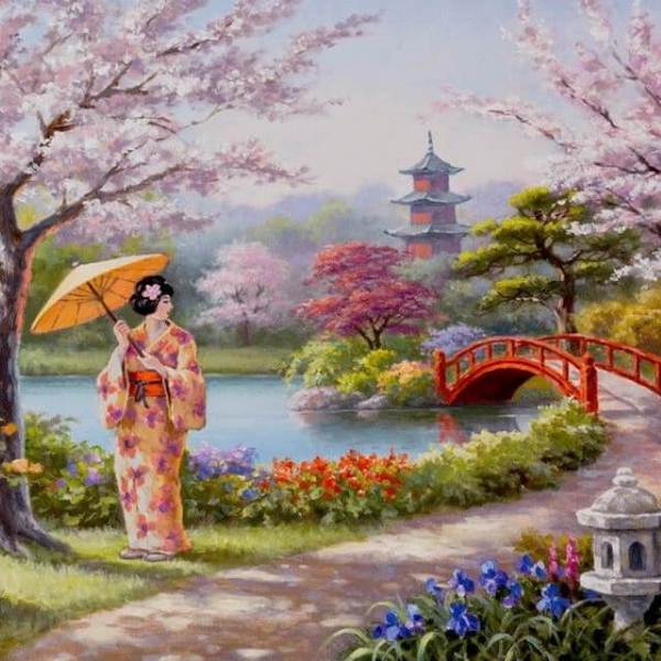 Cherry Blossom Landscape - DIY Diamond Painting