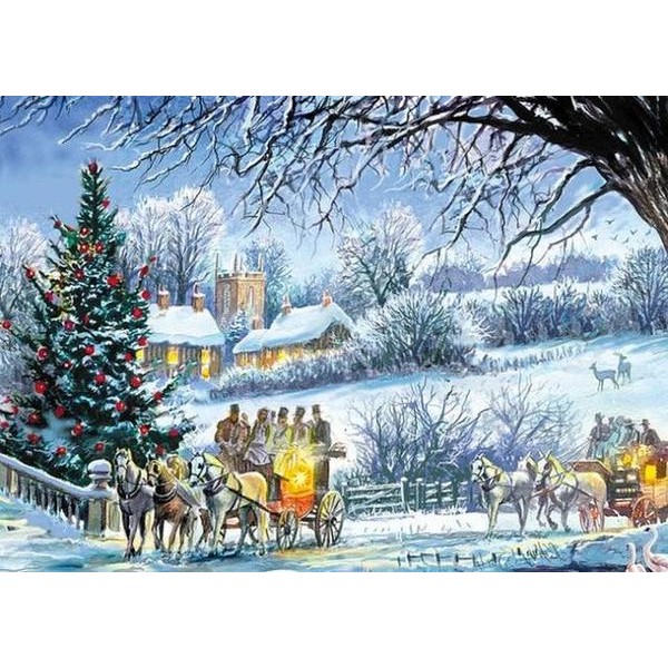 Roaming People in Snow Village - DIY Diamond Painting