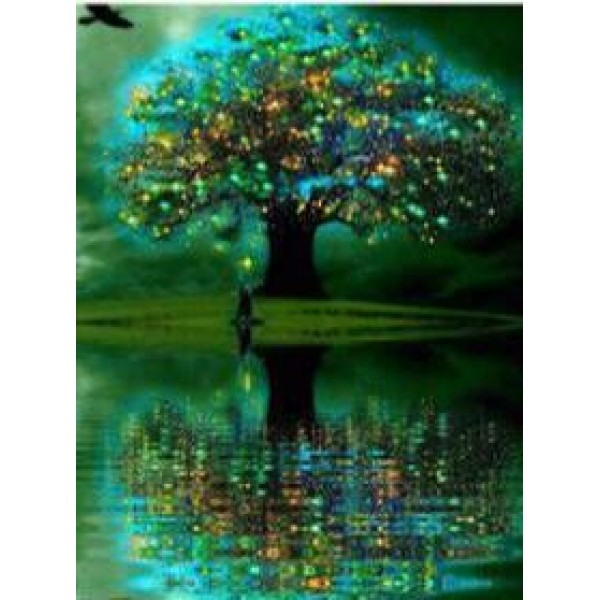 Glowing Tree in a Lake - DIY Diamond Painting