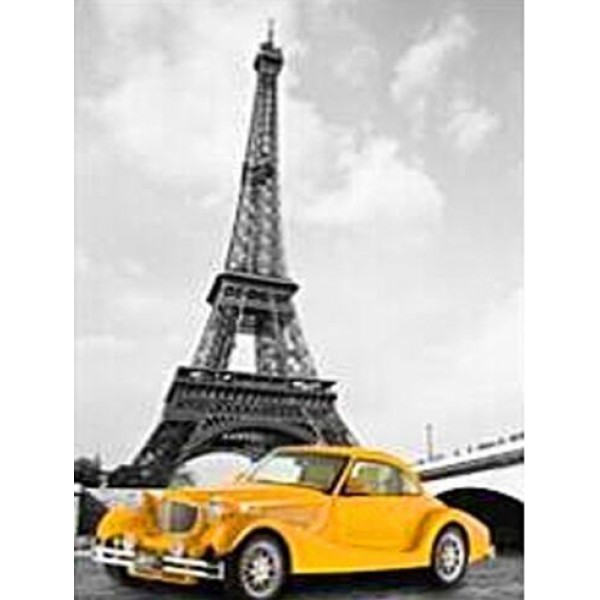Eiffel Tower and a Yellow Car - DIY Diamond Painting