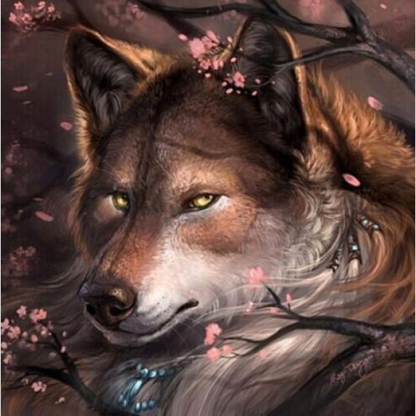 Wolf in Blossom - DIY Diamond Painting