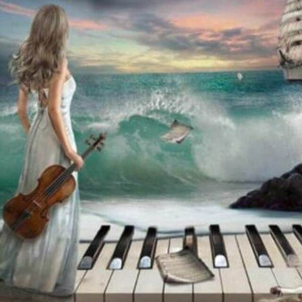 Woman in a Sea Piano Art - DIY Diamond Painting