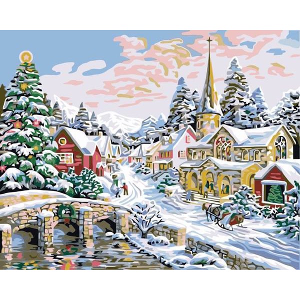 Snow Village - DIY Painting By Numbers