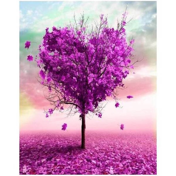 Purple Heart Tree - DIY Painting By Numbers
