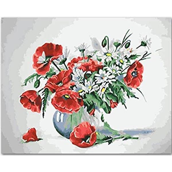 Red Flower in a Vase - DIY Painting By Numbers