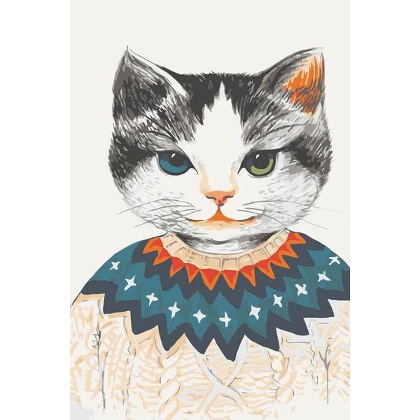 Kitty in a Sweater - DIY Painting By Numbers