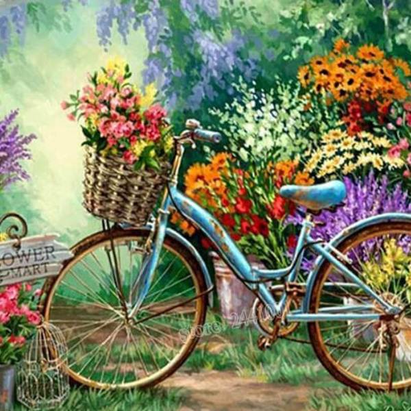 Bicycle in a Flower Mart - DIY Diamond  Painting