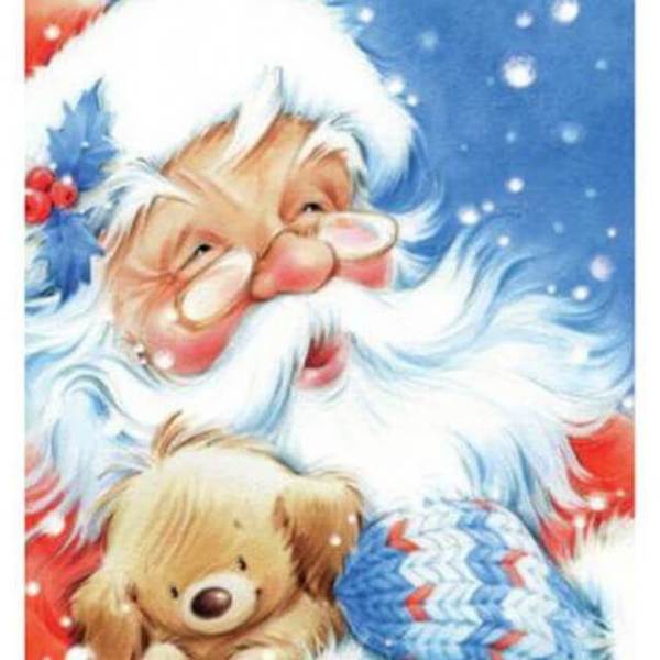 Santa holding puppy - DIY Diamond Painting
