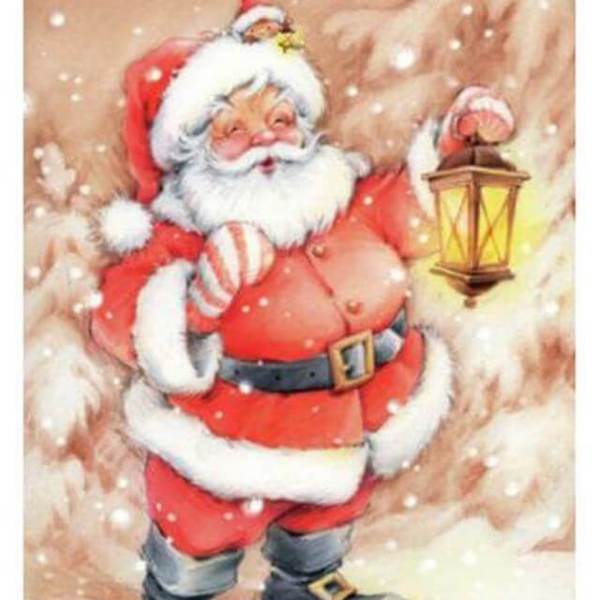 Santa Clause holding a lamp - DIY Diamond Painting