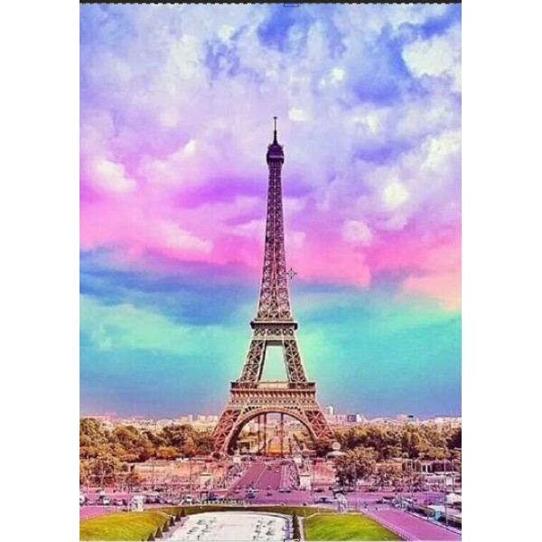 Eiffel Tower in Pastel Background - DIY Diamond Painting