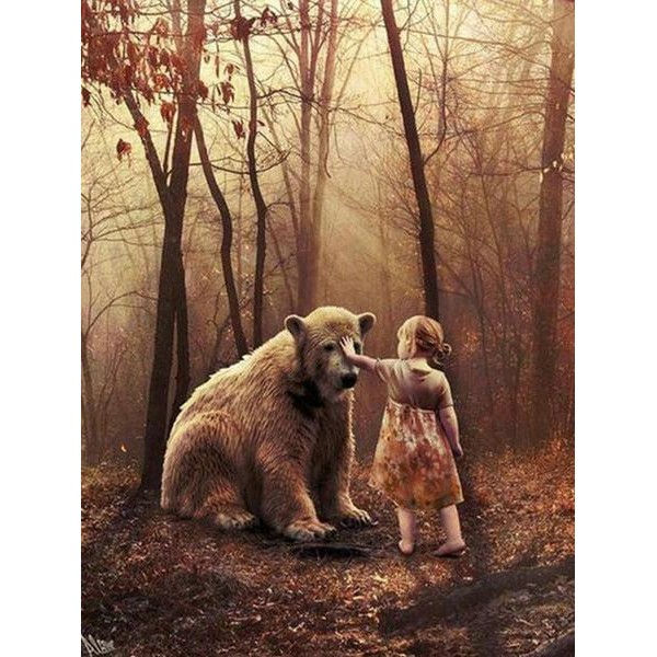 Wild Bear and a Little Girl - DIY Diamond Painting
