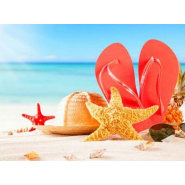 Pink Slippers in the Beach - DIY Diamond Painting