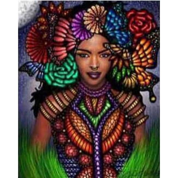 African Girl and a Butterfly - DIY Diamond Painting