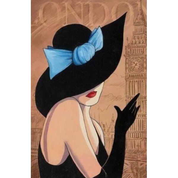 Sassy Girl in Blue Ribbon - DIY Diamond Painting