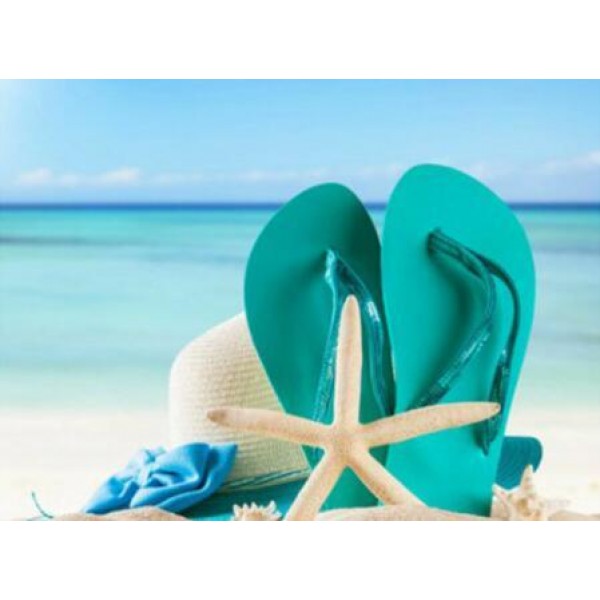 Blue Slippers in the Beach - DIY Diamond Painting