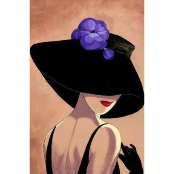 Sassy Girl in Purple Flower - DIY Diamond Painting