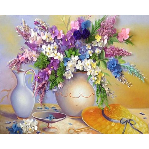 Assorted Flowers in a Vase - DIY Diamond Painting