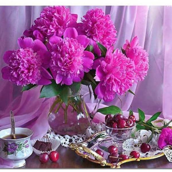 Purples Flowers - DIY Diamond  Painting