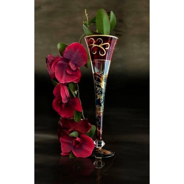 Red Flowers and a Glass - DIY Diamond Painting