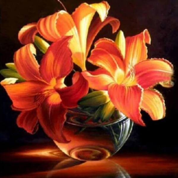 Blooming Orange Flower - DIY Diamond Painting