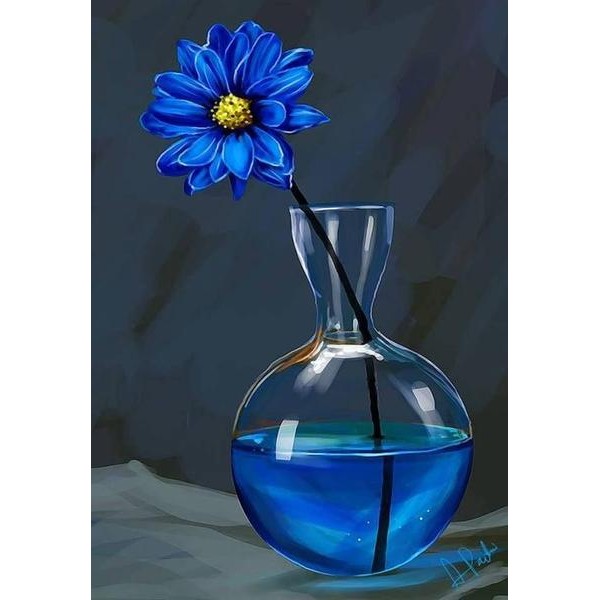 Blue Flower in a Jar - DIY Diamond Painting