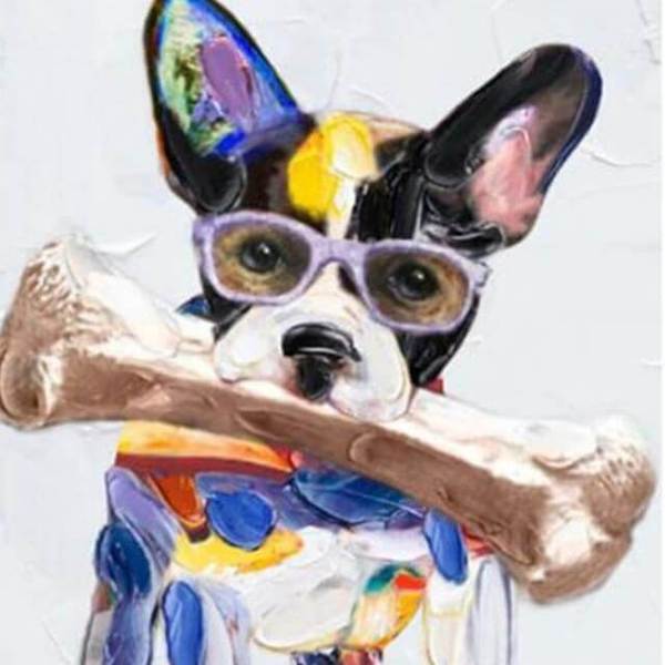 Dog with a bone - DIY Diamond Painting