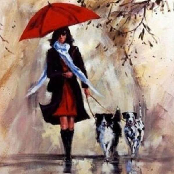 Girl Walking with Dogs #4 - DIY Diamond Painting