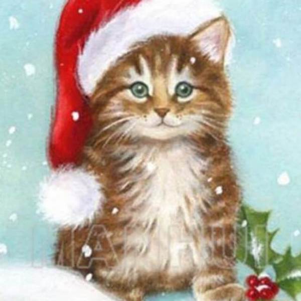 Christmas Kitten - DIY Diamond  Painting