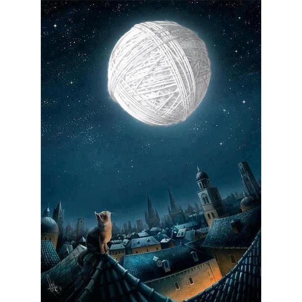 Yarn Ball as Moon - DIY Diamond Painting