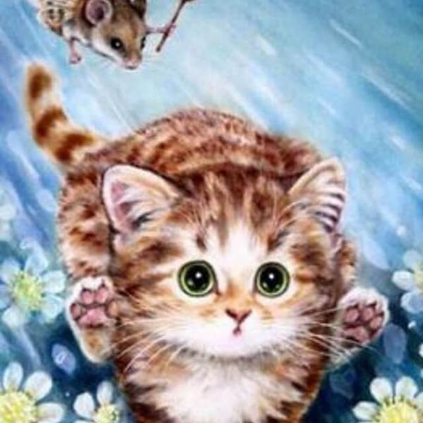 Cat with Mousebee - DIY Diamond Painting