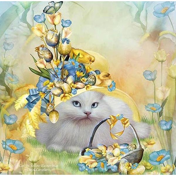 Flowery Cat in a Yard - DIY Diamond Painting