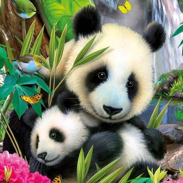 Pandas in Nature - DIY Diamond  Painting