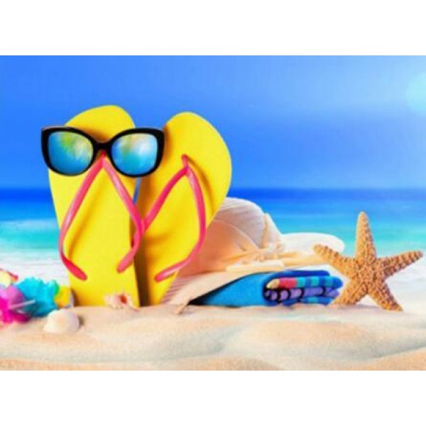Yellow Slipper in the Beach - DIY Diamond Painting