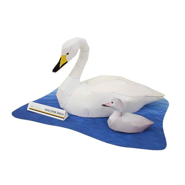Four Whooper Swan DIY 3D Origami