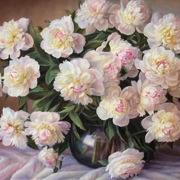 Light Pink Flowers - DIY Painting By Numbers
